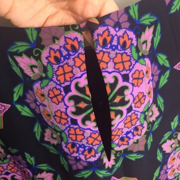 J. Crew Factory Navy purple Floral Shift Dress Sz 2 career or casual midi party - Picture 5 of 12